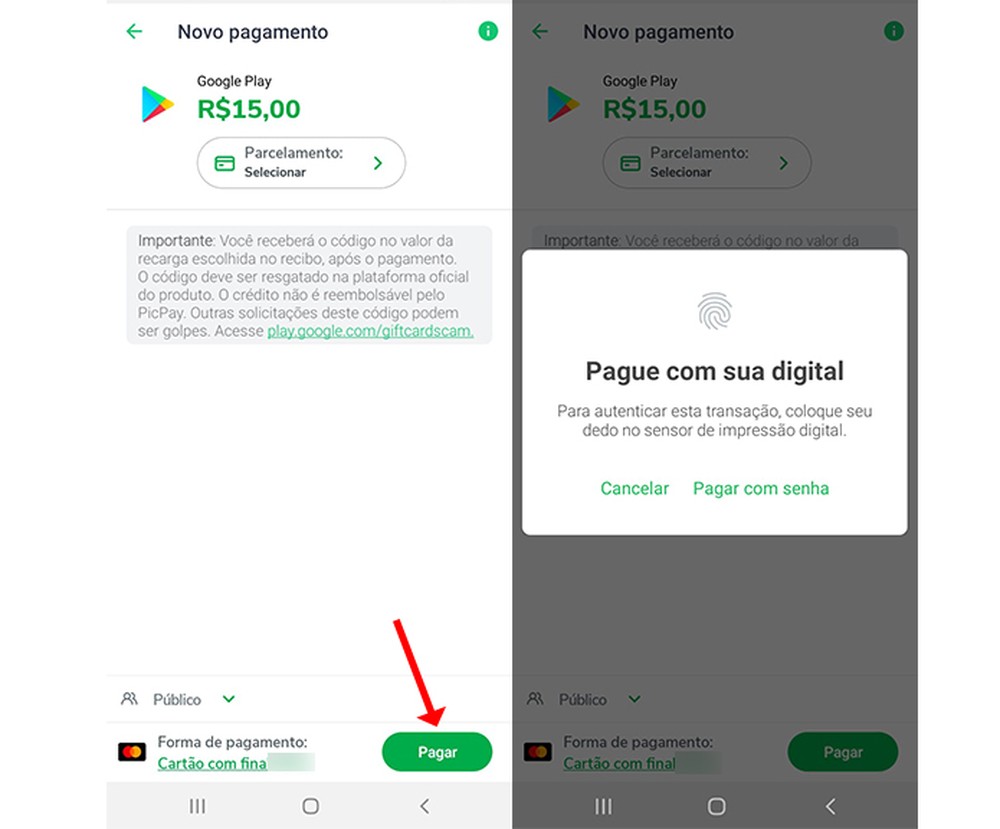Como comprar gift card da Google Play pelo PicPay