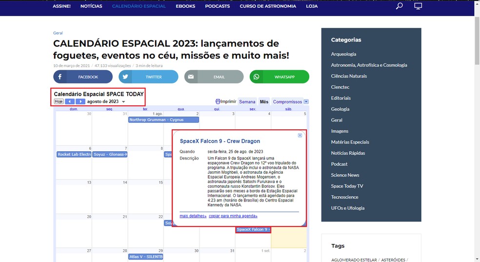 Space Today: como acompanhar eventos astronômicos e da NASA pelo site