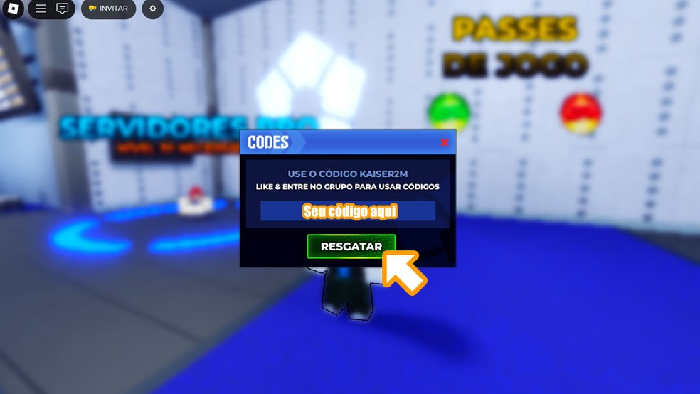 Insira o código na janela que se abrirá de Blue Lock Rivals em Roblox e clique em "Resgatar" para obter sua recompensa — Foto: Reprodução/Rafael Monteiro