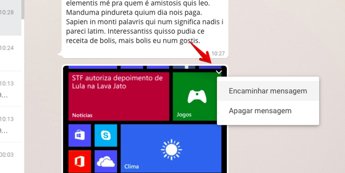 Como encaminhar mensagens, fotos e vídeos no WhatsApp Web