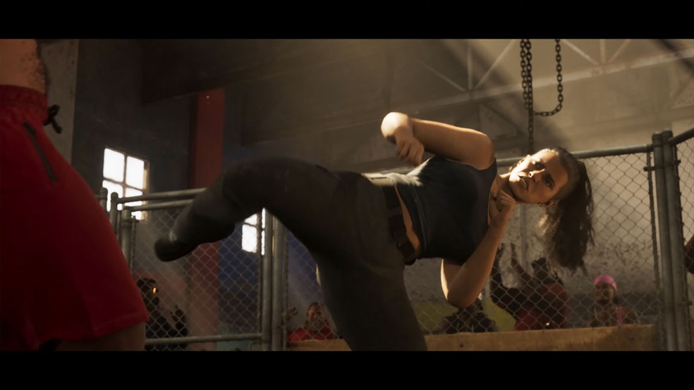 Lucia aparece lutando artes marciais em um momento do trailer 2 de GTA 6 indicando maior destaque para o sistema de combate corpo a corpo do game — Foto: Reprodução/Rockstar Games