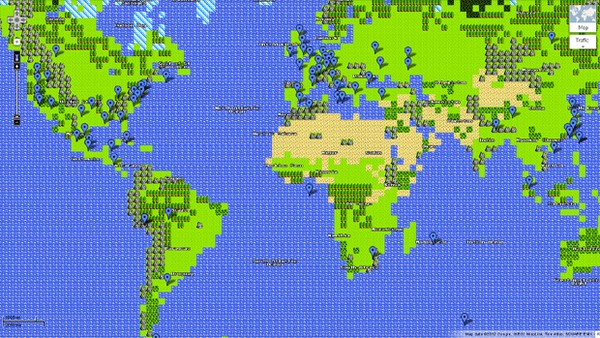 1º de Abril: Google lança versão 8 bits do Google Maps