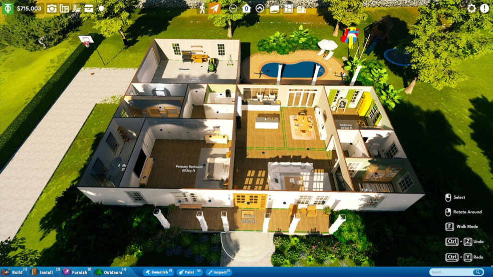 Hometopia permite que você crie sua casa dos sonhos e tem o diferencial de permitir até 4 jogadores em multiplayer — Foto: Reprodução/Steam