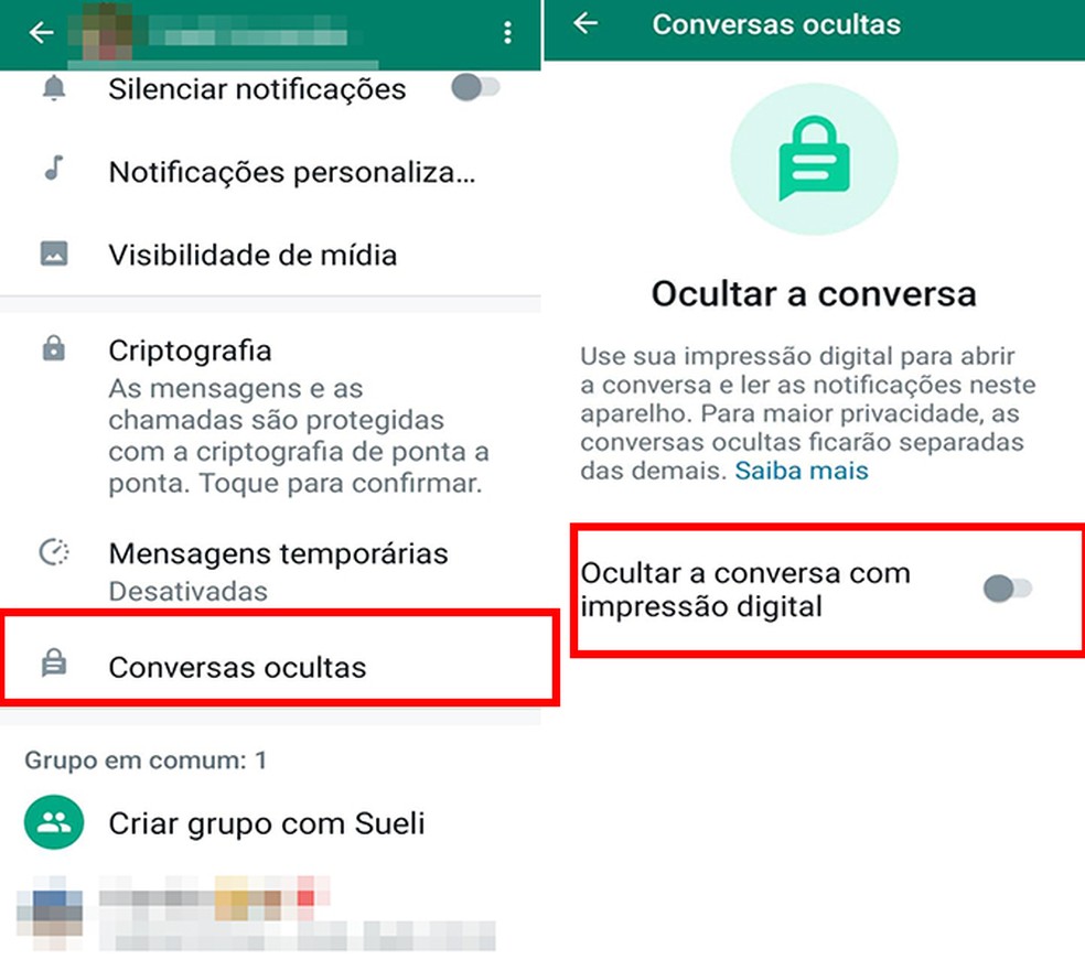 Conversas ocultas ficam em nova aba no WhatsApp  — Foto: Reprodução/Flávia Fernandes