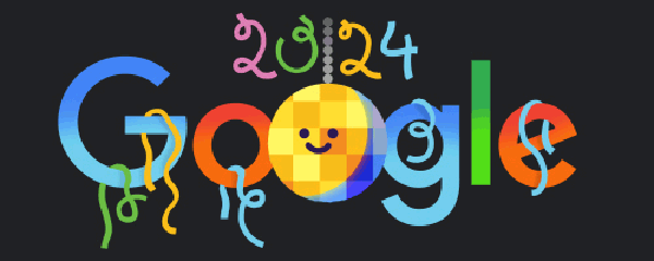 Feliz Ano Novo 2024: Google celebra data comemorativa com Doodle na página principal — Foto: Divulgação/Google