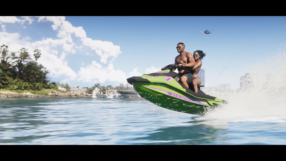 GTA 6  mostra Jason e Lucia em várias atividades em dupla, como andando de jet ski — Foto: Reprodução/Rockstar Games