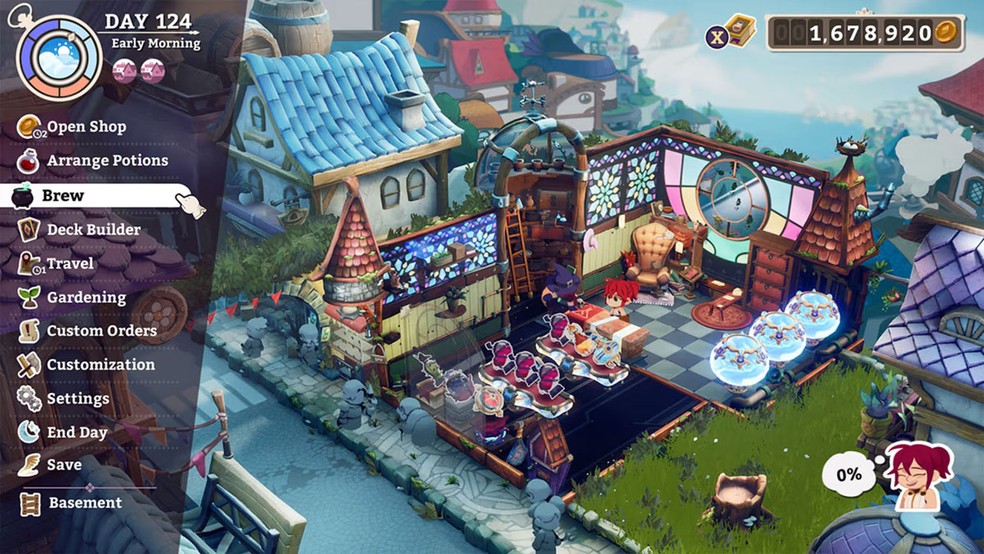 Em Potionomics: Masterwork Edition os players precisarão administrar sua própria loja de poções e aprender como negociar com um sistema de cartas — Foto: Reprodução/Nintendo Game Store