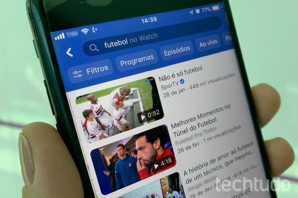 Facebook Watch tem vídeos ao vivo de futebol e mais tipos de conteúdo — Foto: Nicolly Vimercate/TechTudo