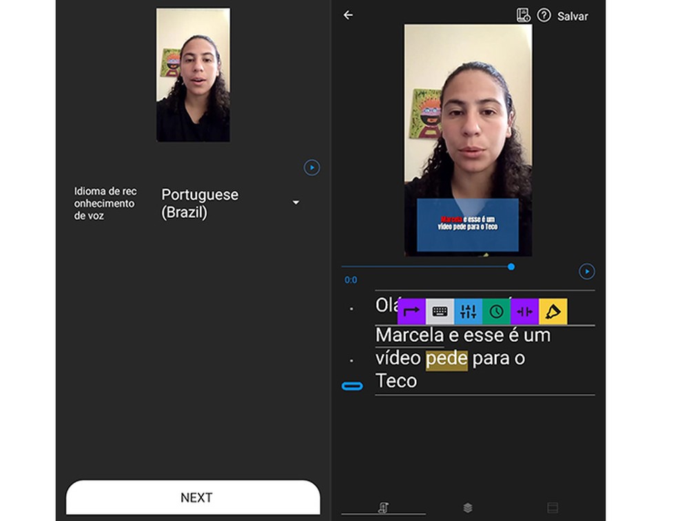 Autocap: app focado em transcrição de fala cria legendas automáticas  — Foto: Reprodução/ Marcela Franco