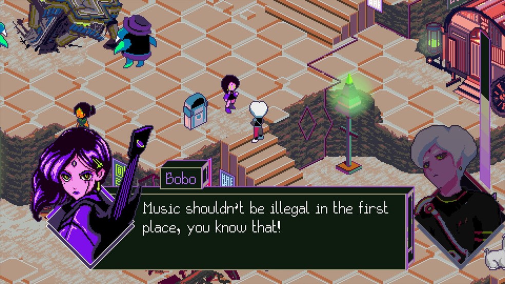 Keylocker: Turn Based Cyberpunk Action é um RPG sobre um futuro distópico onde a música é proibida — Foto: Reprodução/Steam