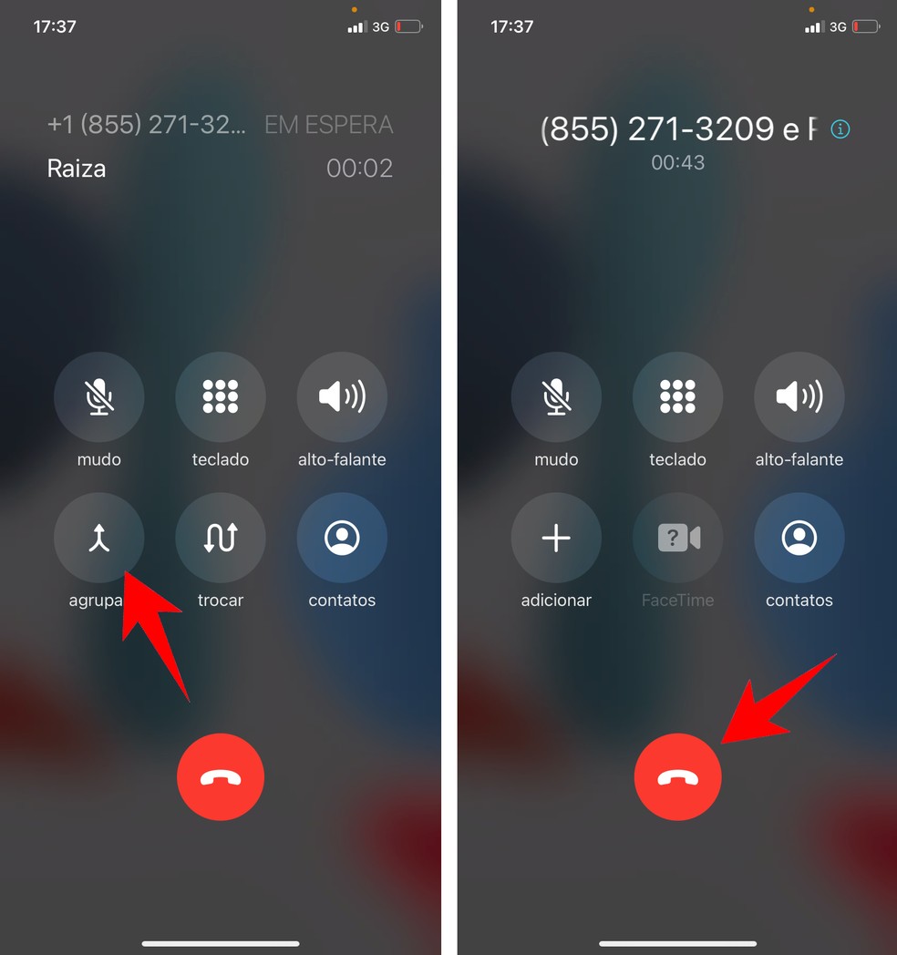 Como gravar áudio no iPhone: veja como combinar chamadas para armazenar ligação efetuada — Foto: Reprodução/Rodrigo Fernandes
