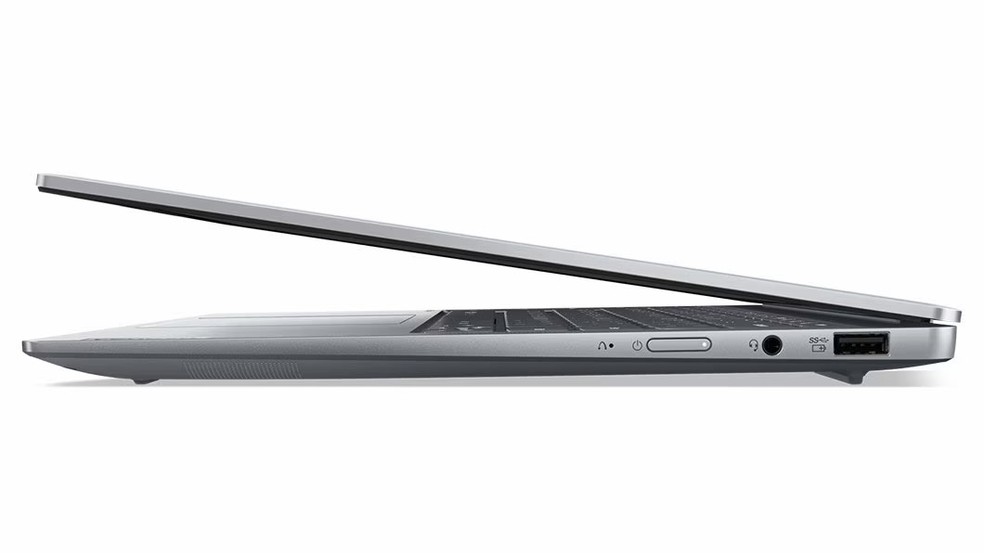 Lenovo Yoga Slim 6i tem botão de liga/desliga na lateral — Foto: Divulgação/Lenovo