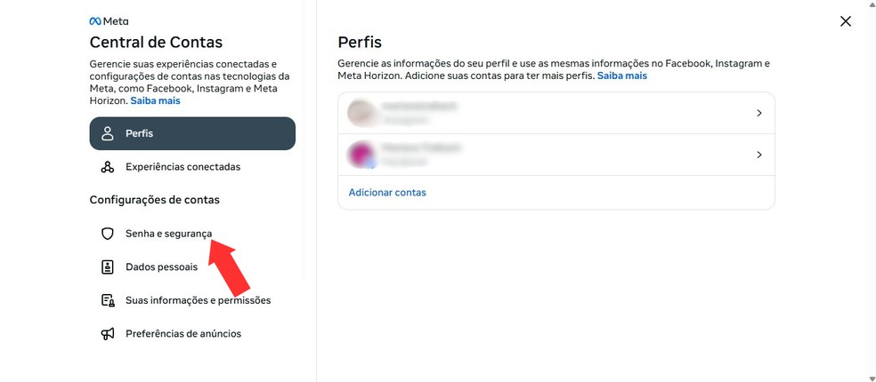Na Central de Conas, Estarádisponível O Gerencianto da Senha e Segurança do Perf