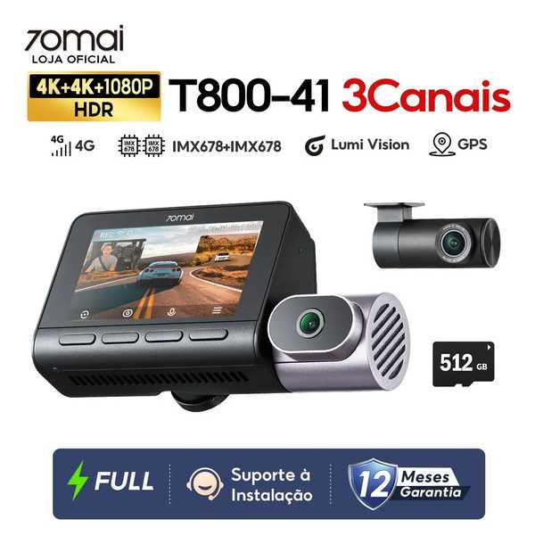 Câmera Veicular 70mai 4K T800