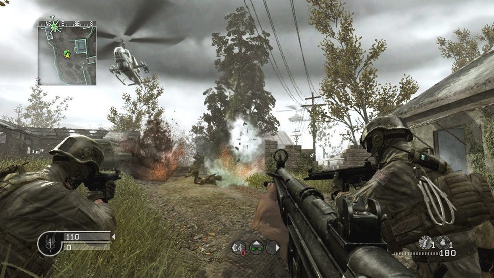 Call of Duty 4: Modern Warfare foi o primeiro game da série a focar em conflitos atuais, mas com a clássica experiência de COD — Foto: Divulgação/Steam