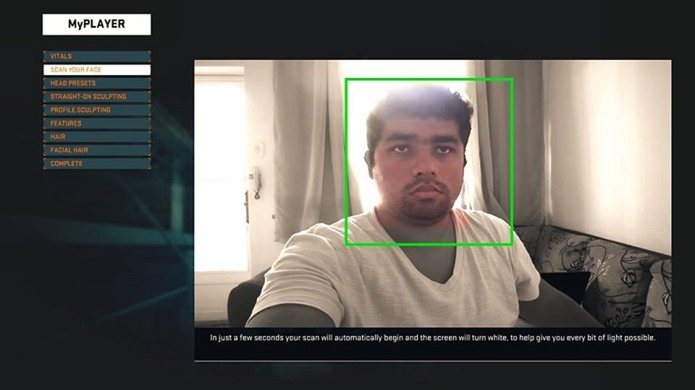 Escaneie o seu rosto com a câmera (Foto: Thiago Barros) — Foto: TechTudo