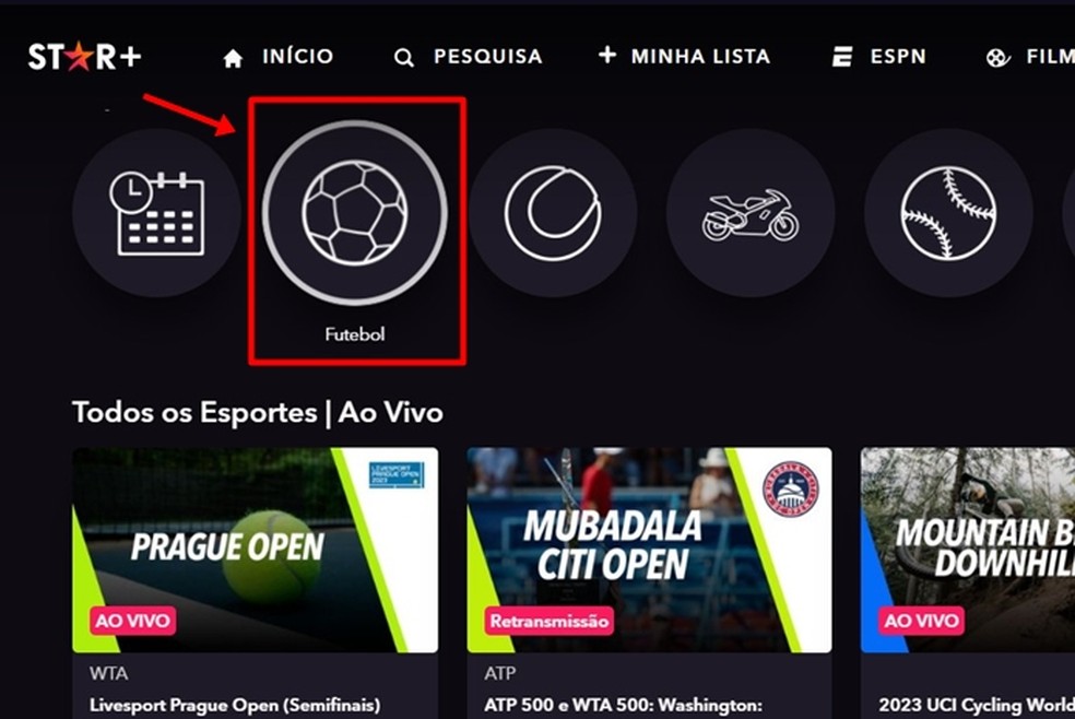 Público deve encontrar e clicar no ícone de bola de futebol para seguir com o procedimento — Foto: Reprodução/Gabriela Andrade