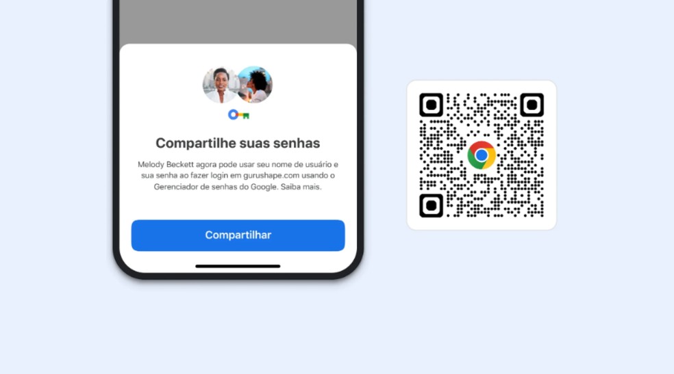 Chrome permite compartilhar senhas com familiares e amigos — Foto: Reprodução/Google