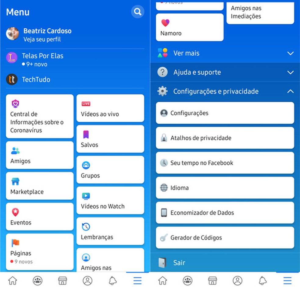 Facebook muda barra de atalhos para baixo no app e desagrada usuários