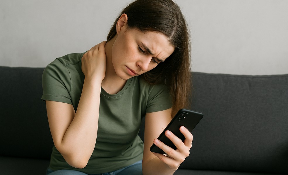 Dor no pescoço? Pode ser culpa do jeito que você usa o celular; entenda — Foto: Reprodução/IA/ChatGPT