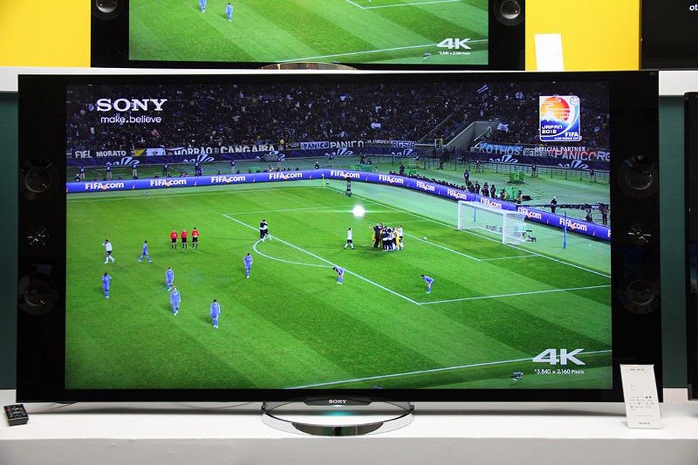 TV 4K da Sony em demonstração (Foto: TechTudo / Fabrício Vitorino) — Foto: TechTudo