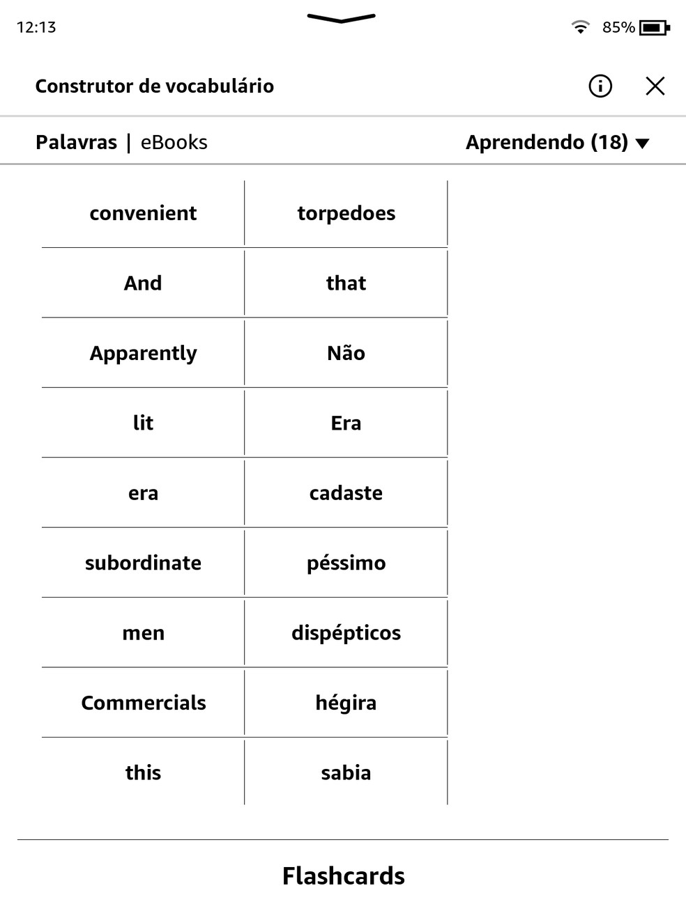 Construtor de vocabulário do Kindle — Foto: Reprodução/Filipe Garrett