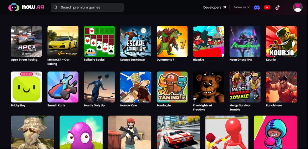 Now.gg oferece diversos games via streaming — Foto: Reprodução/Róbson Martins