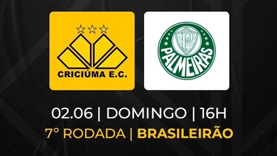 Criciúma x Palmeiras ao vivo: horário e onde assistir ao Brasileirão
