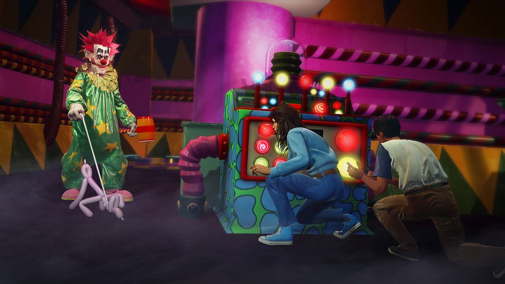 Killer Klowns from Outer Space: The Game traz partidas multiplayer semelhantes a Dead by Daylight baseadas no clássico filme de 1988 — Foto: Reprodução/Steam