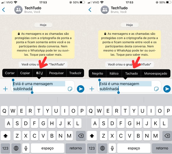 Como sublinhar no WhatsApp? Veja como riscar palavras no app