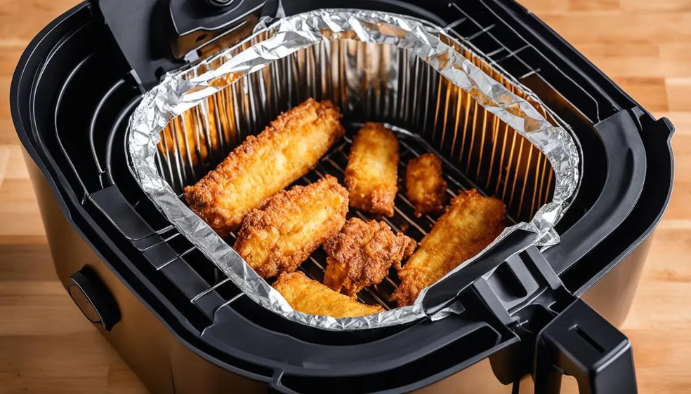 Pode colocar marmita de alumínio na air fryer? Veja o jeito certo de usar o material no cesto da fritadeira elétrica — Foto: Reprodução/My Home Based Life