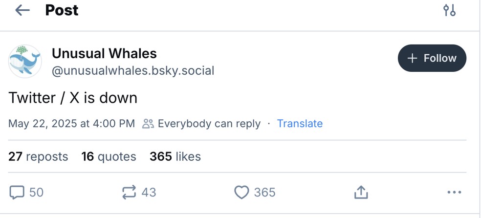 twitter caiu? — Foto: Reprodução/Bluesky