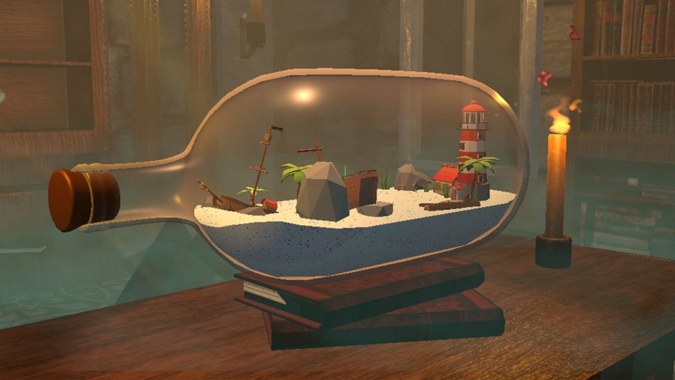 Terrarium é um jogo relaxante sobre montar dioramas dentro de garrafas e colocá-los em exposição — Foto: Reprodução/Steam