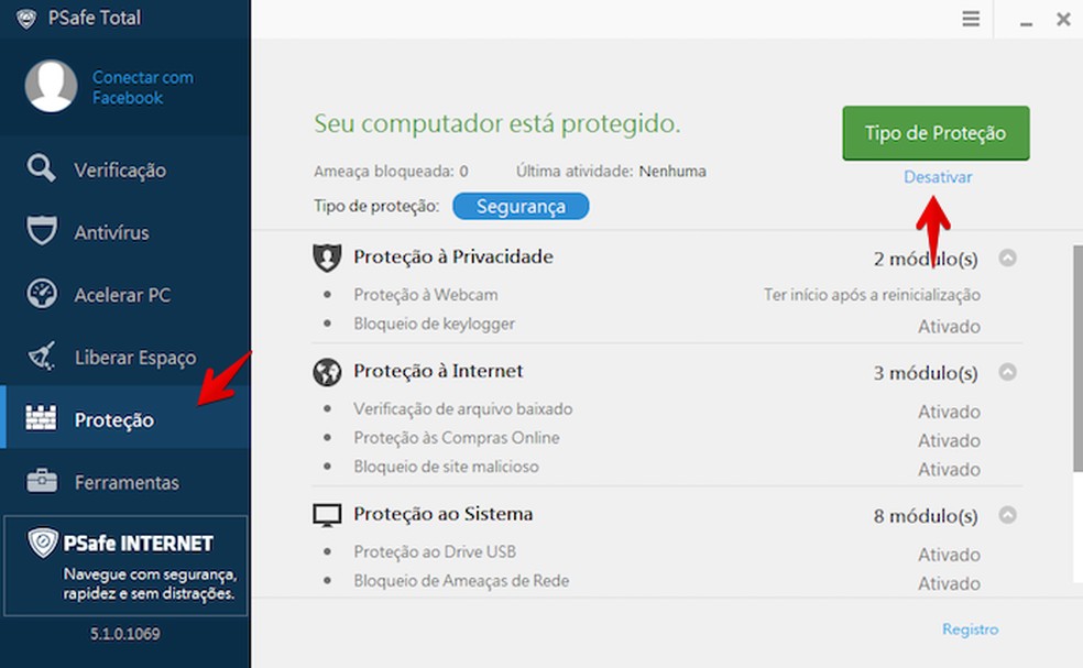 Como desativar o PSafe Total temporariamente no computador