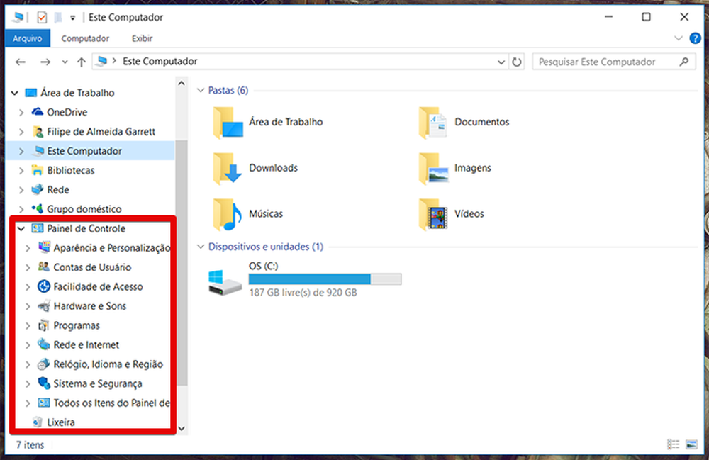 Como mostrar Painel de Controle e Lixeira no Windows Explorer