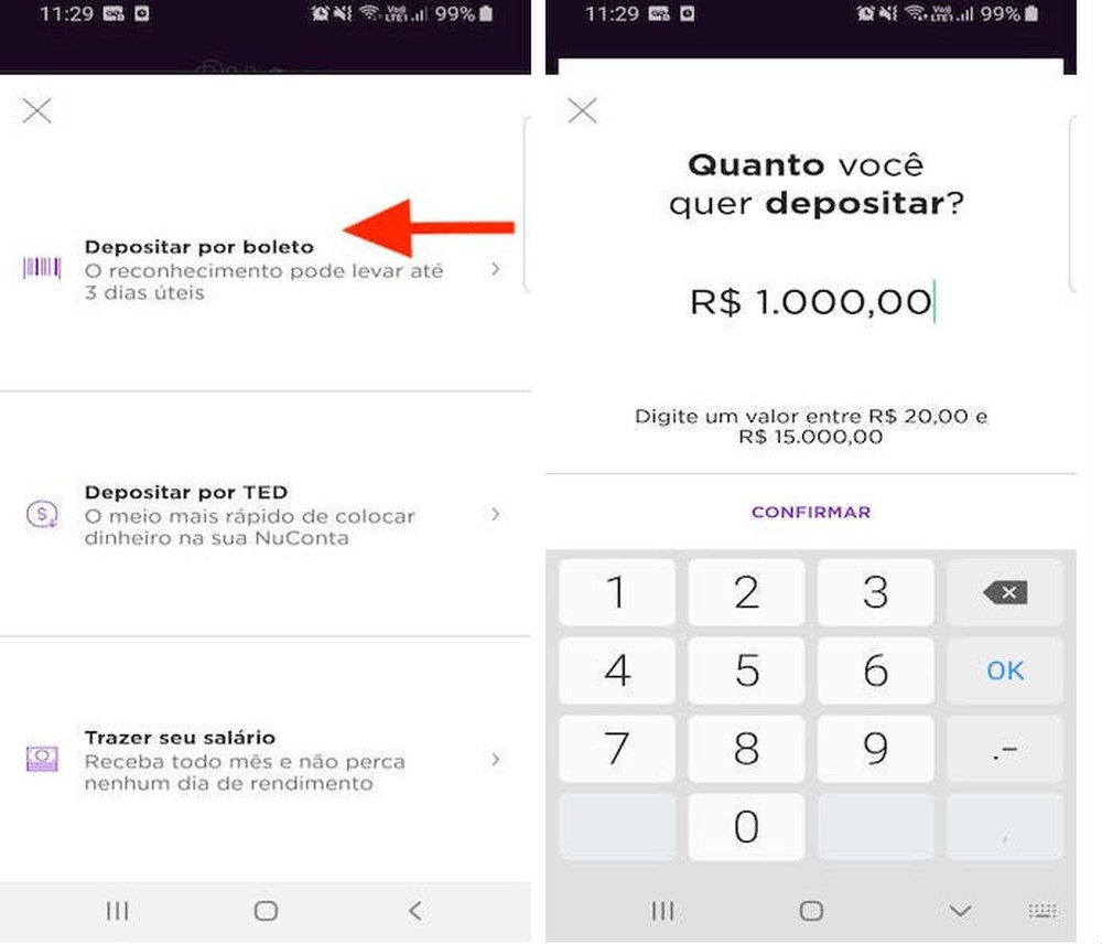 Como depositar dinheiro no Nubank