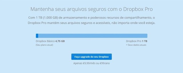 Como fazer upgrade do Dropbox