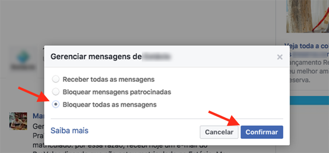 Como bloquear envio de mensagens automáticas de páginas do Facebook
