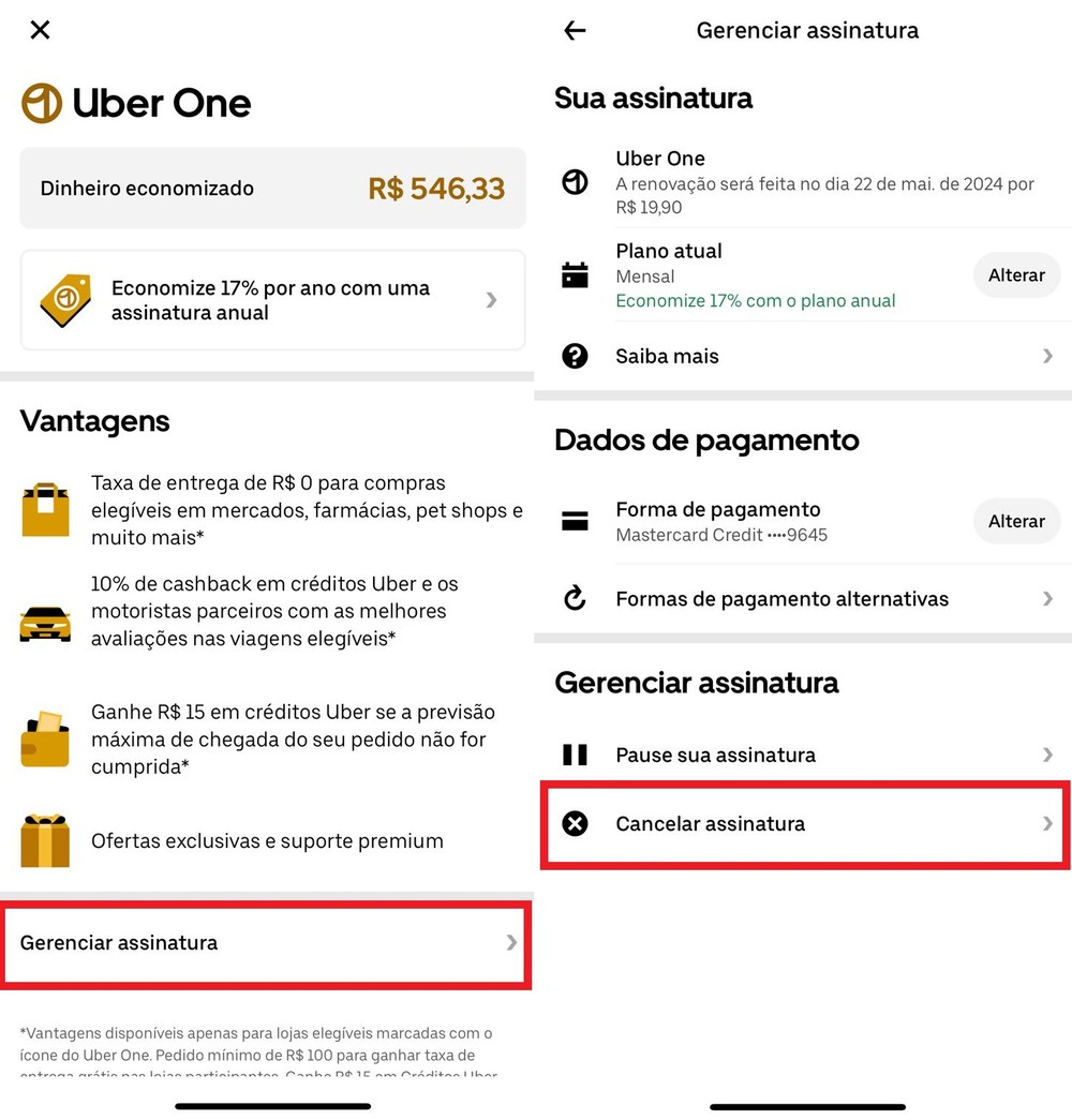 Como cancelar assinatura do Uber One