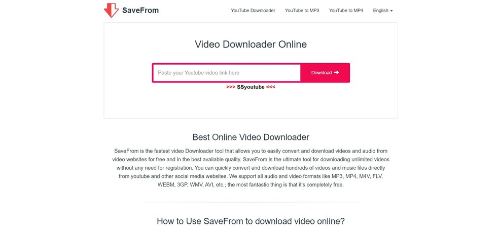 SaveFrom permite baixar vídeos em diferentes formatos — Foto: Reprodução/Juliana Villarinho