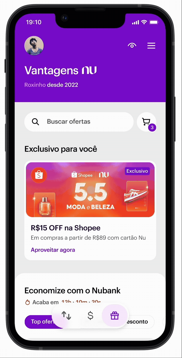 Nubank lança desconto exclusivo na Shopee e área de ofertas e cashback
