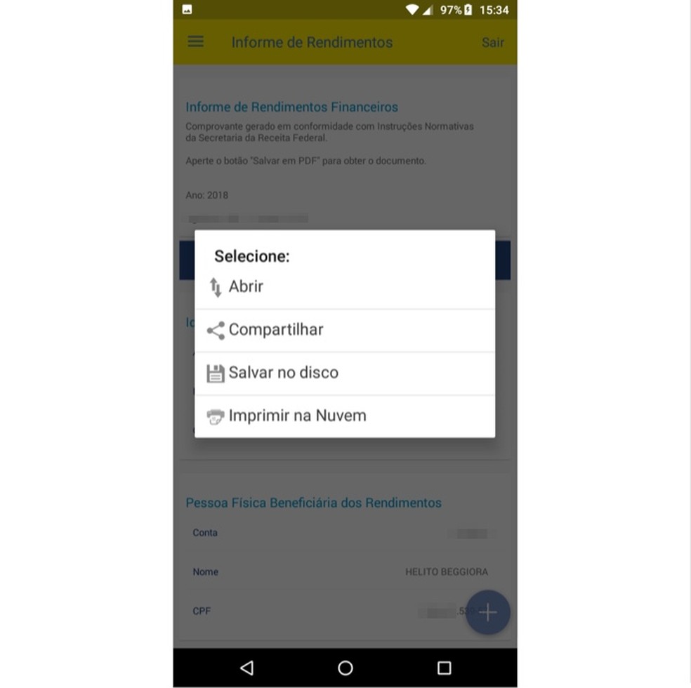 Como baixar Informe de Rendimentos 2019 no Banco do Brasil pelo celular