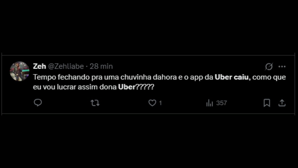 Uber está fora do ar? Usuários reclamam de falha no serviço — Foto: Reprodução/Luã Souza