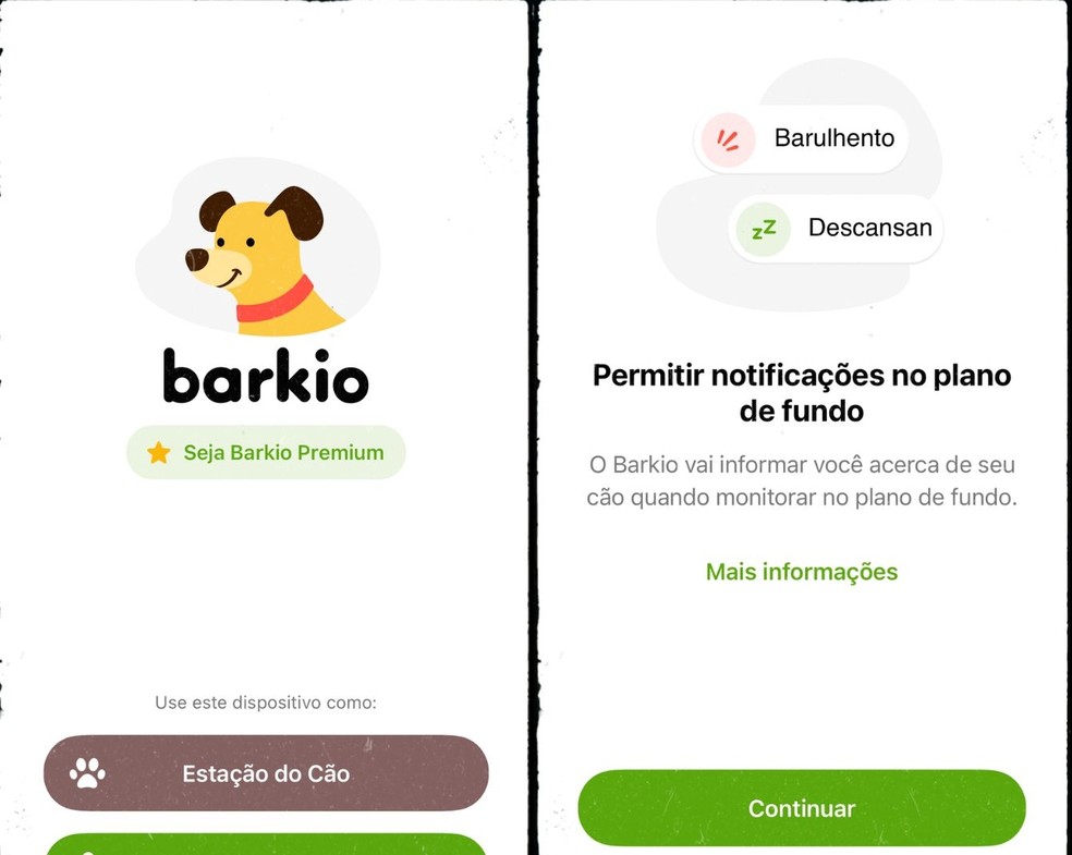 Aplicativo Barkio: Monitoramento Canino possui recurso de notificação em tempo real sobre movimentação de cães — Foto: Reprodução/Gisele Souza