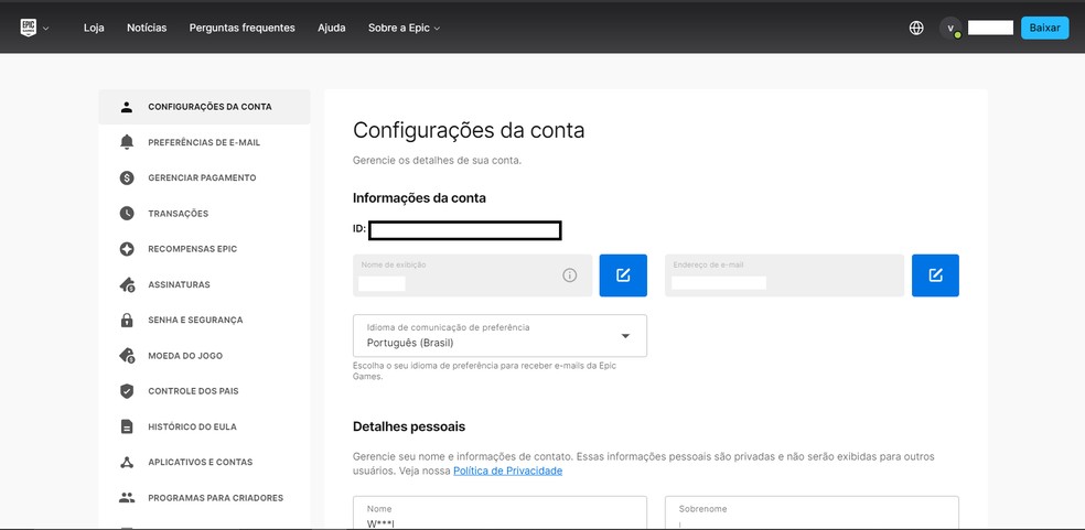 Entre nas configurações da conta — Foto: Reprodução/Wendel Martins