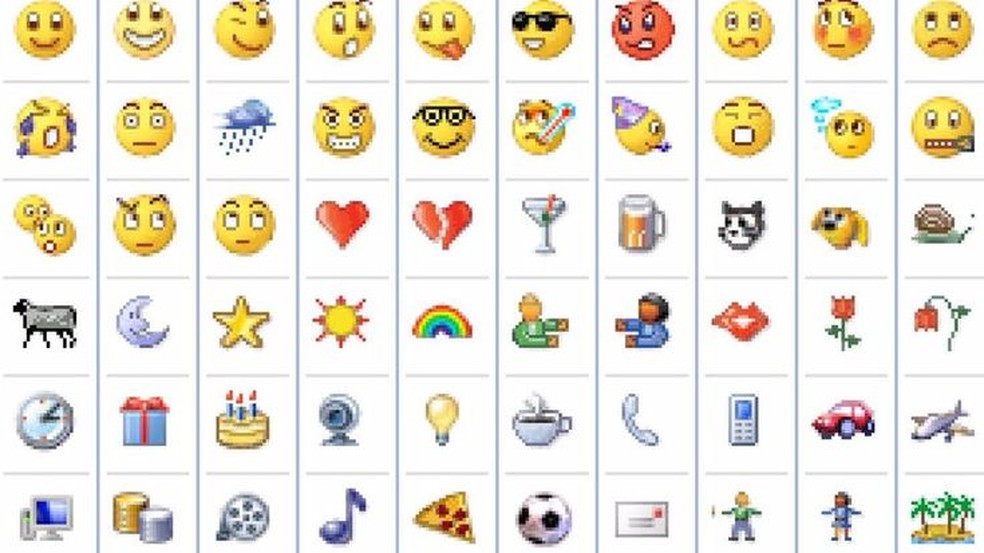 Ícones do MSN eram semelhantes aos emojis atuais — Foto: Reprodução/Pinterest