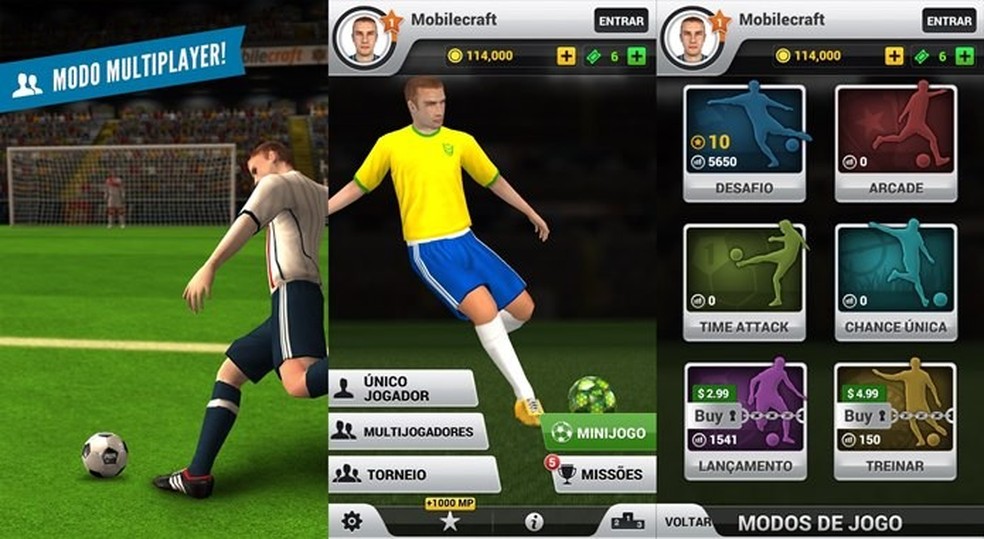 olha só este incrível jogo de futebol para celular android que tem vár