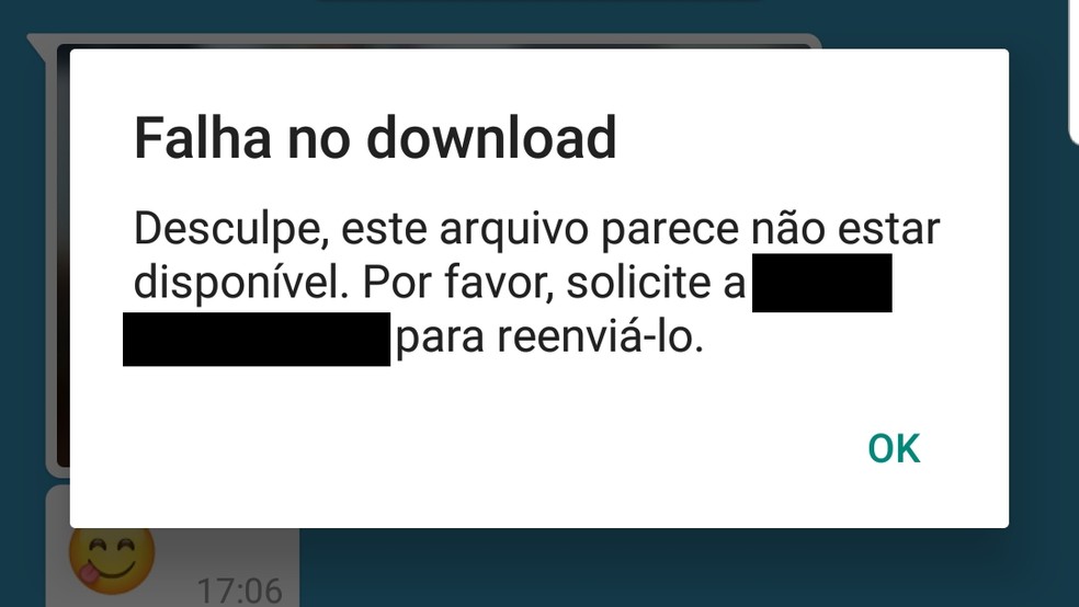 Whatsapp Falha No Download Peça Para Reenviar