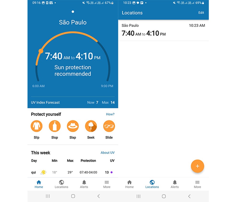 SunSmart Global UV integra a lista de apps que mostram o índice UV — Foto: Reprodução/Marcela Franco