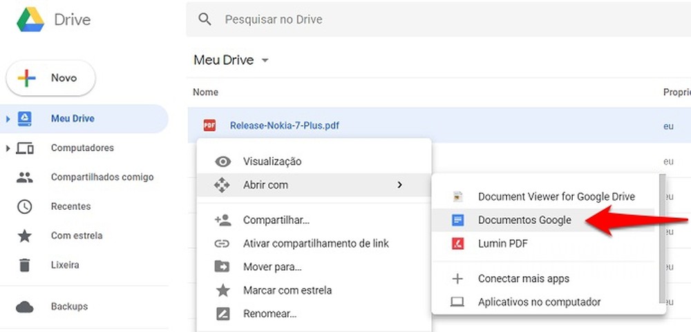 Como editar PDF no Google Docs